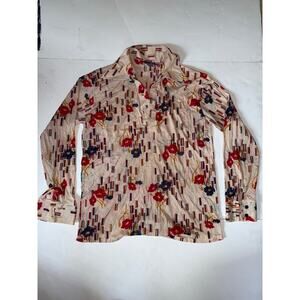 Vintage 70s disco button up shirt nylon